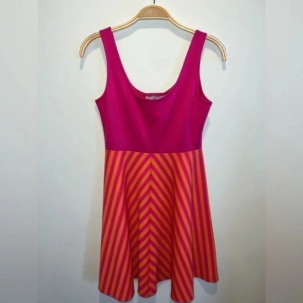 Judith March Pink Orange Sleeveless Striped Dress Size S Spring Easter Dress